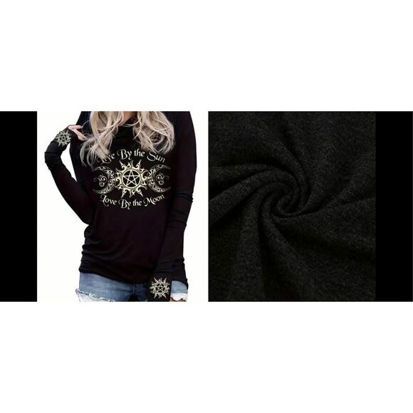 Gothic print hoodie “ live by the sun love by the Moon “fits smaller see chart - Picture 6 of 9